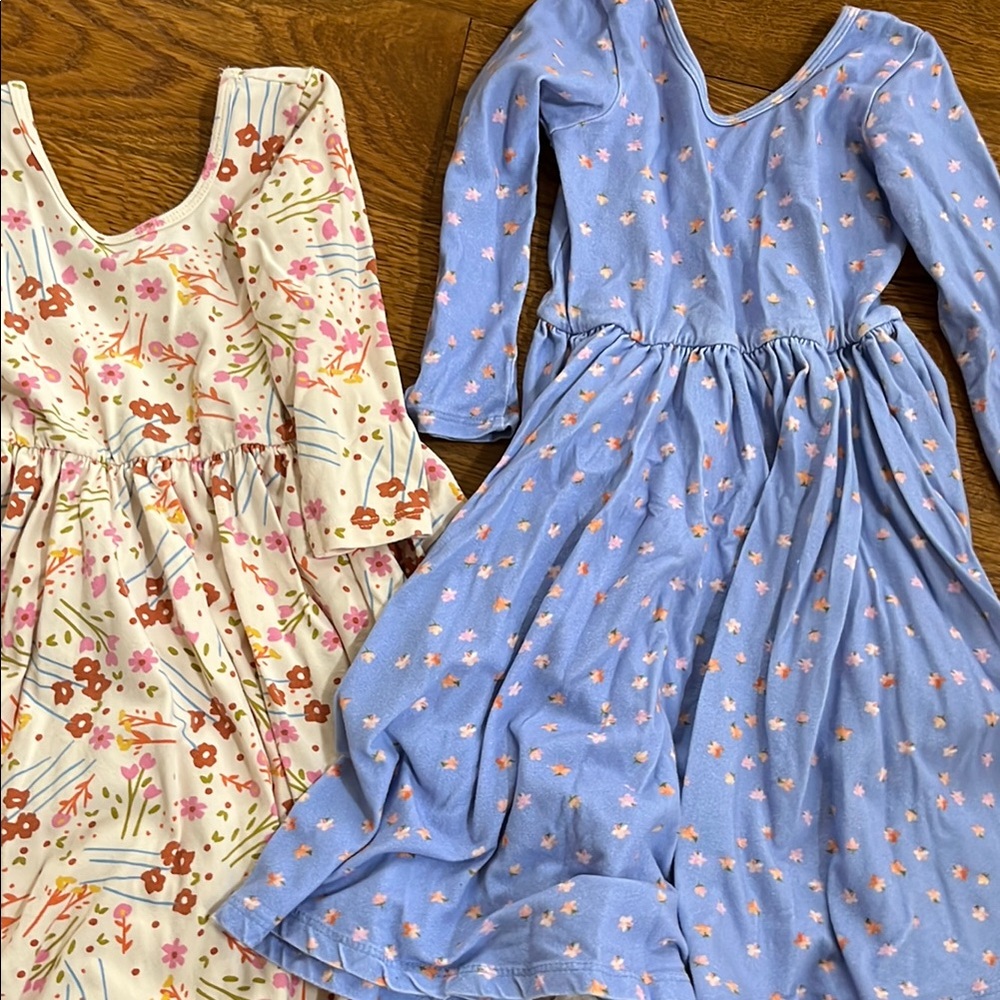 Alice & Ames Floral Kids Dress Set - Blue and Cream